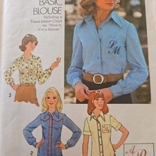 Simplicity 7078 Vintage used cut Sewing Pattern ladies blouses  sizes UK 14