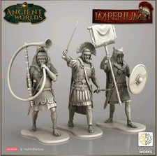 Roman Legion Command. Centurion, Cornu, Standard Diorama 1:16 Scale Models