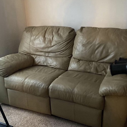 Beige leather seater sofa - 2-seater,
