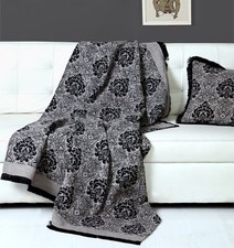 Damask Chenille Jacquard Sofa Armchair Single Bed Blanket Throw, 125 X 150 Cm