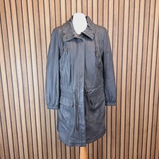 M&S Autograph Leather Coat Green Womens Medium Knee Length