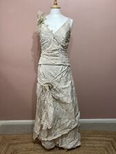 Linea Raffaelli UK 10 Bohemian Silk Crinkle Metallic Wedding Dress