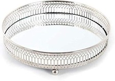Decorative Mirrored Tray | Tealight Candle Holder Plate |Vanity Perfume Tray