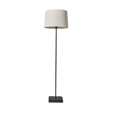 Litecraft Beck Floor Lamp Square Stick Base With Ivory Tapered Shade - Black    