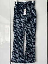 Womens Floral Trousers Flared