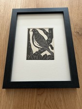 ‘Wood Pigeon’- Framed Woodcut Bird By Raphael Nelson, dated 1940s