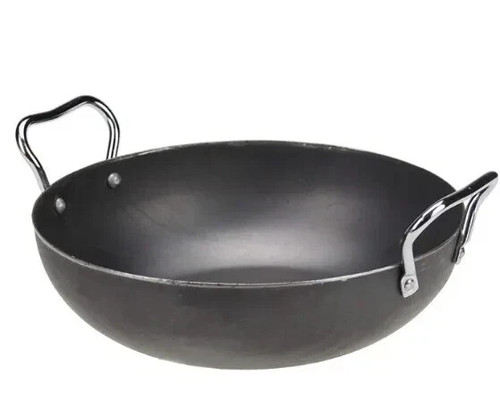 Indian iron kadai deep frying - indian,