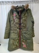 ❤️ Joe Browns Khaki Green Hooded Coat With Embroidery Size 16 Please Read...