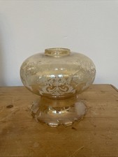 Vintage Yellow Beige Glass Light Lamp Shade Retro Etched Antique Ceiling Lustre