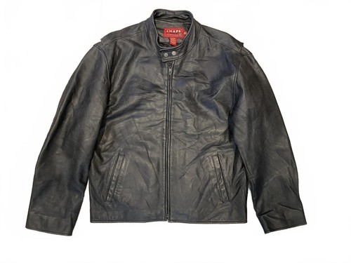 Chaps denim leather biker - leather,