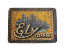 Vintage 'Ely' Toffee Tin 1920s 1930s Lidded Branded Sweet Jar 12cm x 9cm x 4cm