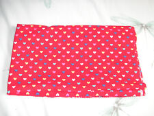 Sizeable Remnant ~23" x ~58"  Red Needlecord Cotton with coloured ditsy hearts