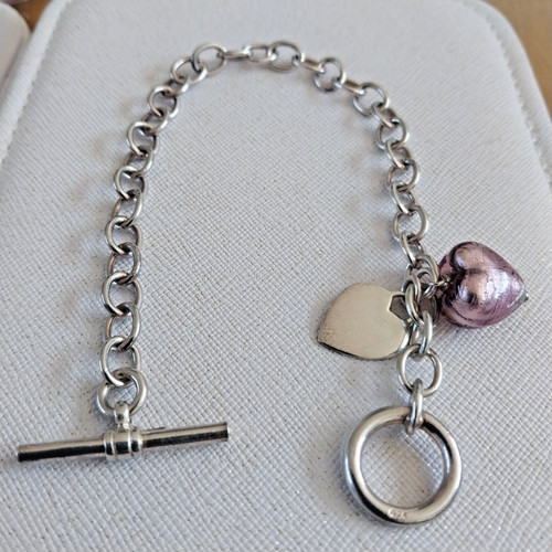 925 silver bracelet pink heart - 925,