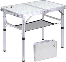 Sportneer Folding Camping Table, Adjustable Height Small Folding Table Portable