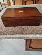 ANTIQUE VICTORIAN DARK WOOD VENEERED WRITING SLOPE FOR RESTORATION.