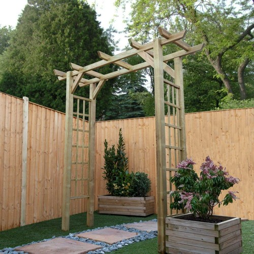 Wooden garden arch - wooden, top