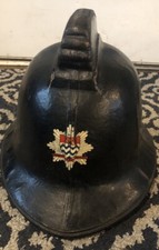 Vintage London Fire Brigade English Fireman helmet Fire Fighter Black