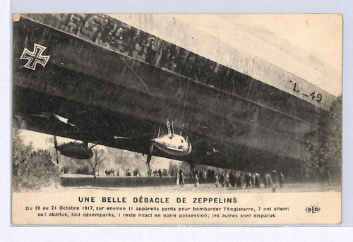Zeppelin ww1 crash postcard - ww1,