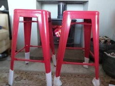 Red Lacquered Bar Stools X 2 (Unused)