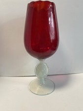 ?1960s cameo stemmed stelvia empoli glass Optic Red