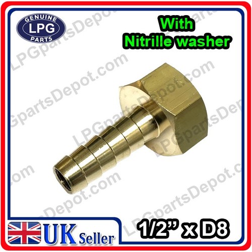 D8 straight brass - 1/2", bsp