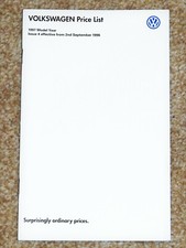 1996-97 VW RANGE PRICE LIST inc Golf GTI 16V Anniversary Colour Concept Cabrio 