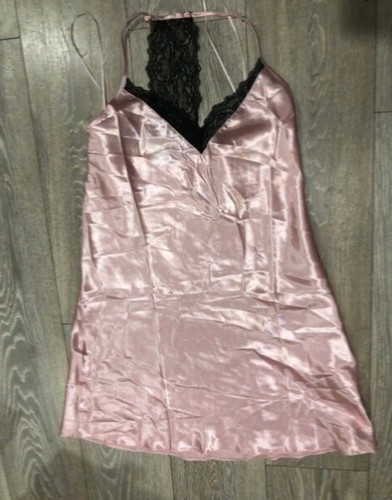 Pink black lace satin - pink, &