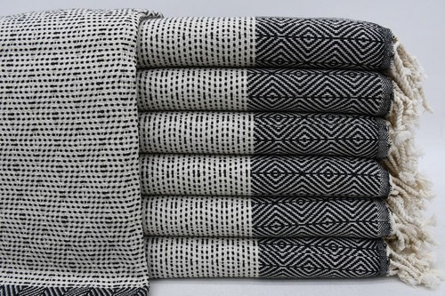 Black white turkish towel - black,