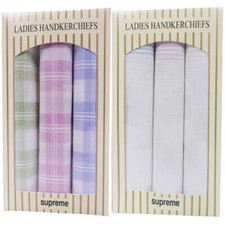 Ladies Checkered Handkerchiefs 100% Cotton Hankies Womens Pocket Hanky Gift Box