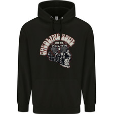 Gasoline Soul Biker Skull Motorbike Chopper Mens 80% Cotton Hoodie