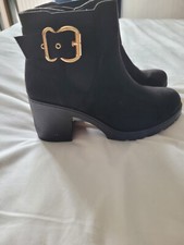 ladies black Faux suede ankle