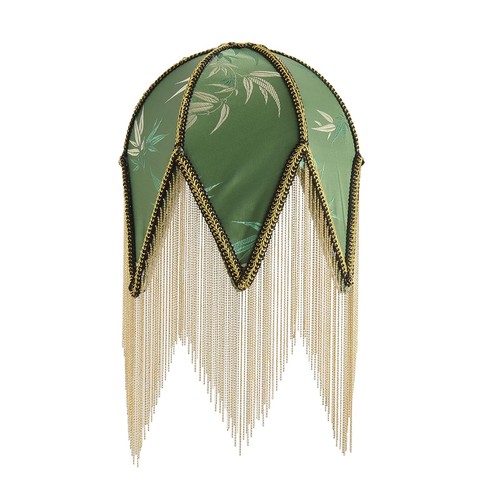 Tassel lampshade green bead - tassel,