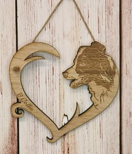 Border Collie Dog Love Heart Hanger Heart Hanging Wall Art Picture Personalised 