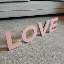 Pink  3D "LOVE" Sign 24x6.25 Inch Mirrored Sides Home Salon Shop Event Decor
