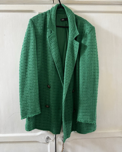Zara green tweed - tweed, double