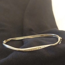 9ct White Gold 375 Diamond Hinged Bangle Scrap damaged