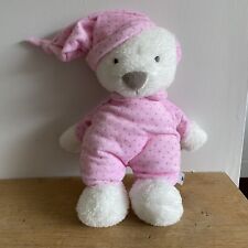 Chad Valley Teddy Bear Plush Cream/White Wearing Pink Soft Toy  - 10"