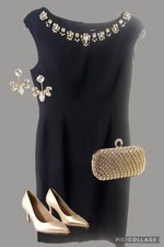 Designer Eliza J. Black Hollywood glamour party dress size S 8 10