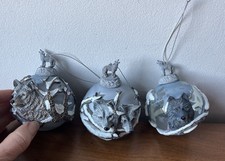 3 Bradford Exchange Wolf Eyes of the Wild Grey Christmas Ornaments Baubles 