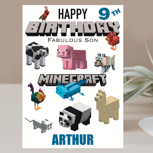 Minecraft birthday card - minecraft,