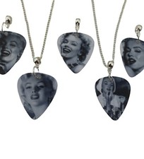 SILVER NECKLACE MARILYN MONROE Genuine 0.71 Guitar Plectrum Gift + Bag