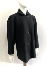 Vintage Black David Barry MEDIUM Pure New Wool Pea Coat Made in England Unisex