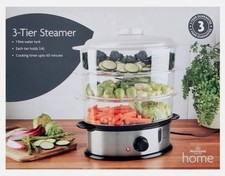 Morrisons 800W Electric Stainless Steel Food Steamer 3 x 3.4lit Tier Cooker