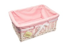 White Wicker Storage Gift Hamper Lined Basket Small, Medium, Large OR Set of 3