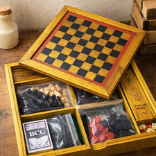 Vintage Wooden Multi-Game Set