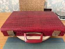 Vintage Cassette Storage Case Holds 40 Tapes Red Croc Effect Retro