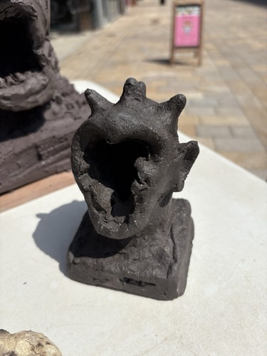Black stoneware ceramic art - black,
