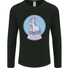 Christmas Unicorn Snow Globe Mens Long Sleeve T-Shirt