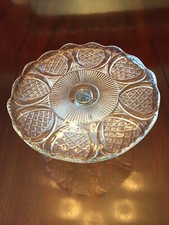 1940'S TALL GLASS HEART SHAPED CAKE STAND- XMAS GIFT FOR MUM-NAN-BUY IT NOW