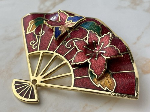 Vintage cloisonné enamel - vintage, fan